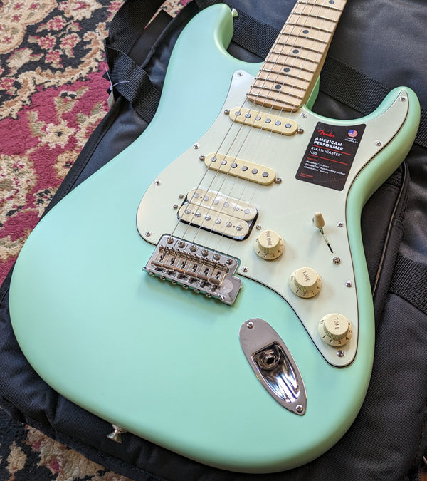 Fender American Performer Stratocaster HSS 2022 Satin Seafoam Green w/Fender Bag #US22043413
