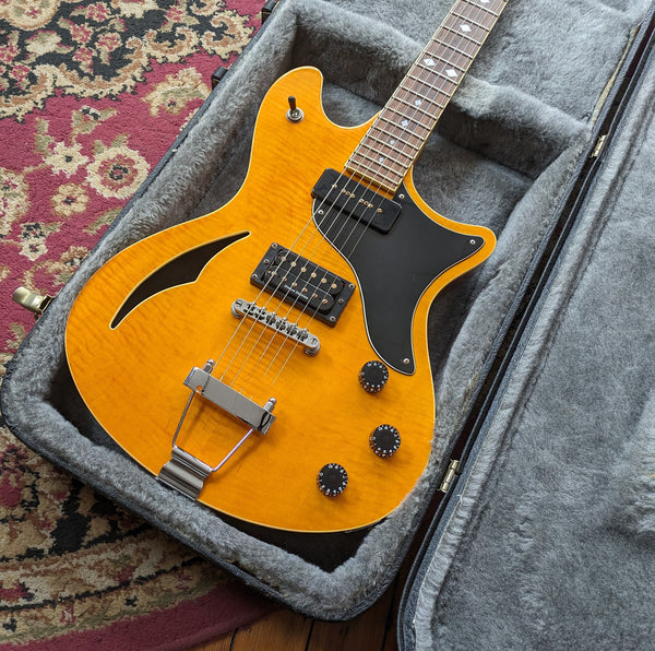 Schecter Diamond Series TH-1 Semi-Hollow Electric Guitar 1999 Orange Flame w/Case #99012941