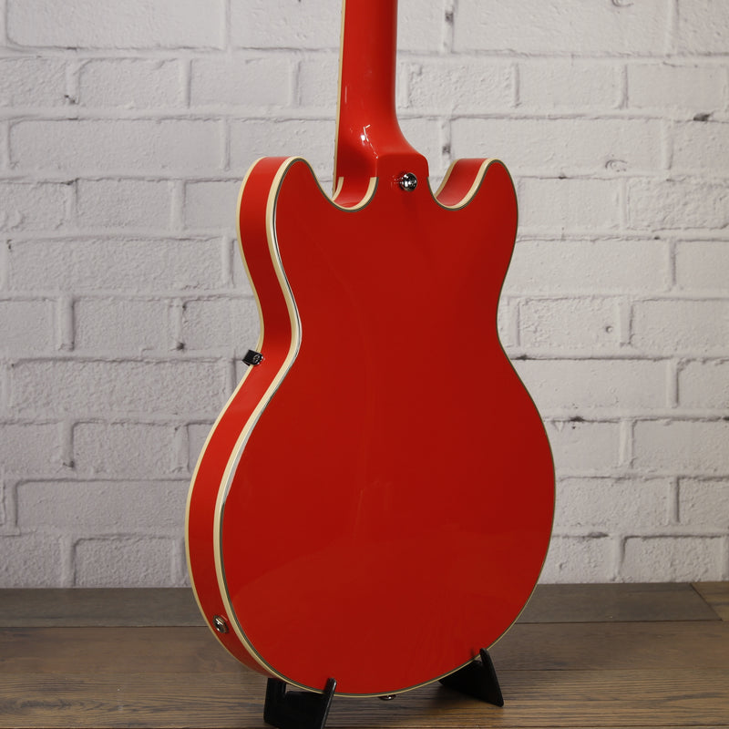 D'Angelico Premier Mini DC Semi-Hollow Electric Guitar Fiesta Red w/Gig Bag
