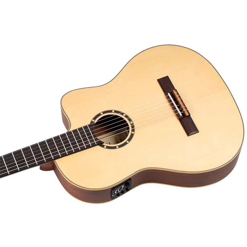 Ortega RCE125SN Family Series Thinline Acoustic-Electric Classical Guitar Satin Natural w/Gig Bag