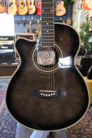Oscar Schmidt OG10CE Concert Acoustic Electric Flame Trans Black Left Handed - USED