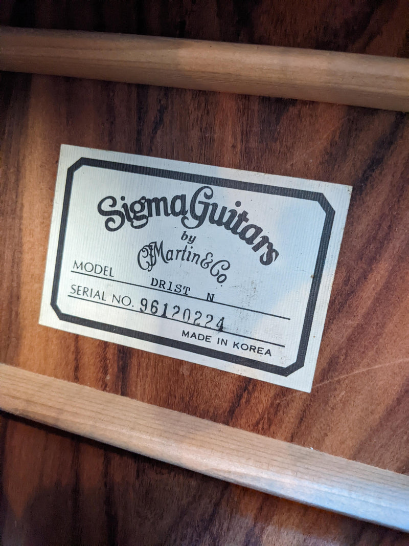 Sigma Guitars DR1ST Dreadnought Acoustic Guitar 1996 Korea w/Epiphone Case