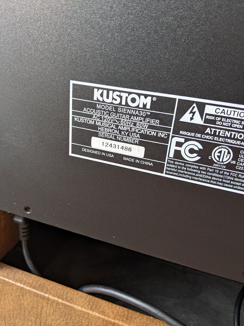 Kustom Sienna Series 30-Watt 1x10 Acoustic Amplifier 2012