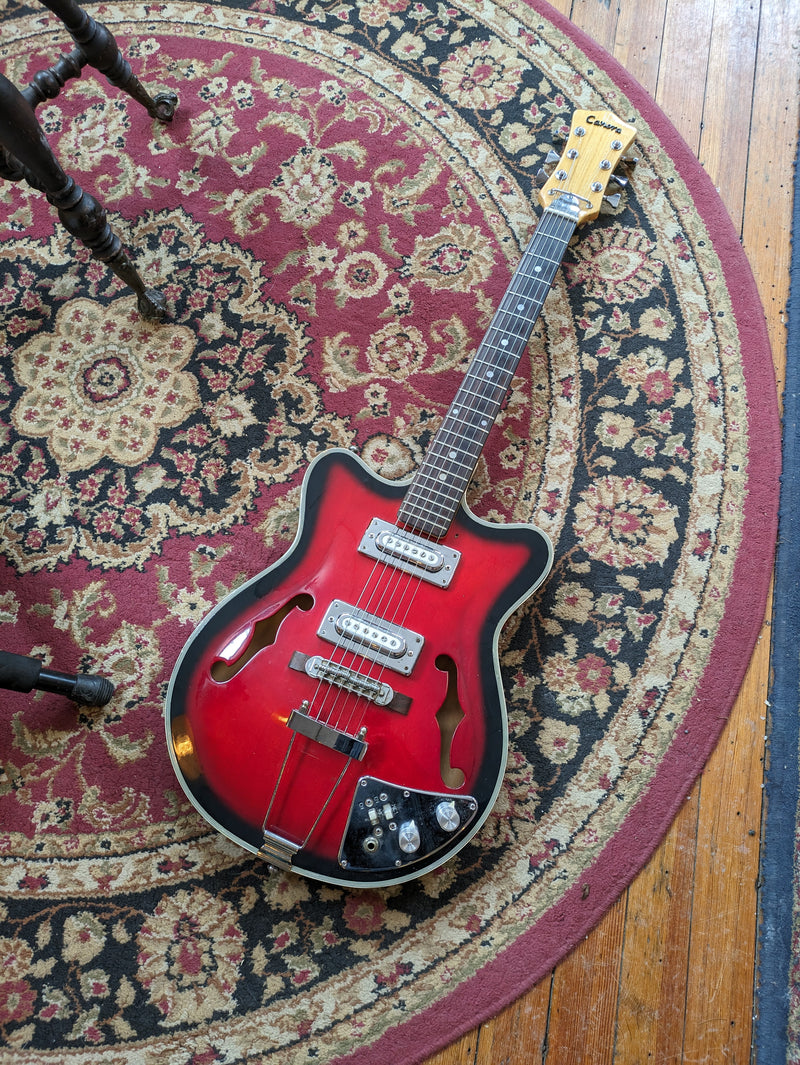 Canora Semi-Hollow Electric Guitar c1960s Japan Red Burst