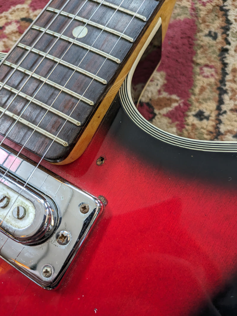 Canora Semi-Hollow Electric Guitar c1960s Japan Red Burst