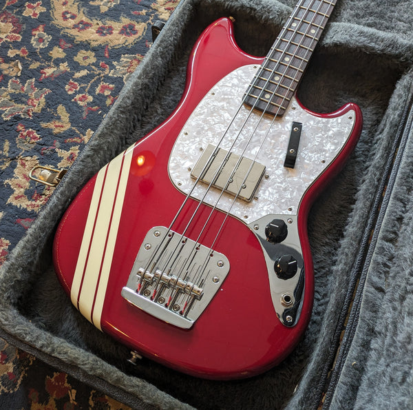 Fender Pawn Shop Mustang Bass Electric Bass Guitar 2014 Red Racing Stripe w/Case #MX14466372