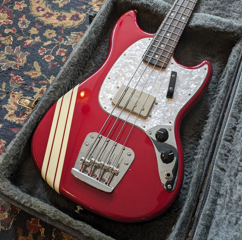 Fender Pawn Shop Mustang Bass Electric Bass Guitar 2014 Red Racing Stripe w/Case