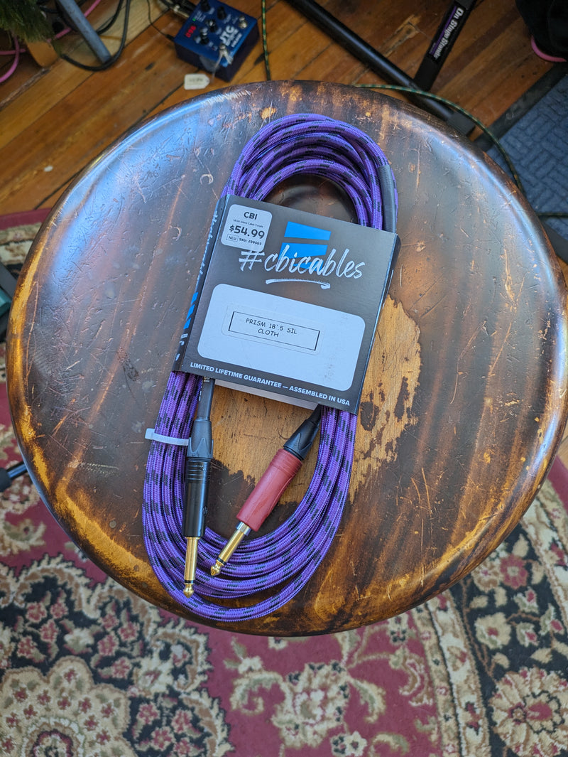 Collar City Guitars CBI 18.5ft Silent Cable Prism Purple Silk Cloth