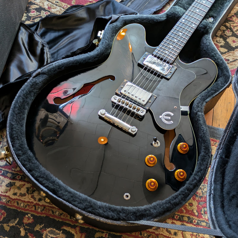 Epiphone Dot Semi-Hollow Electric Guitar 1997 Black (Samick Korea) w/Case