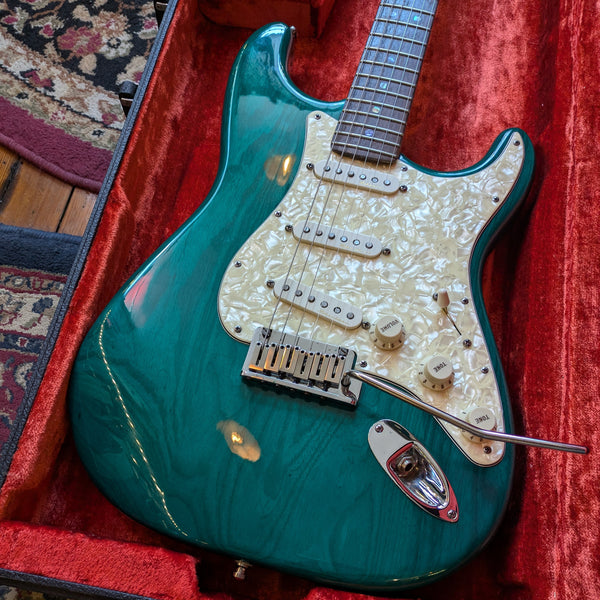 Fender American Deluxe Stratocaster 1998 Transparent Teal Green w/Case #DN814408