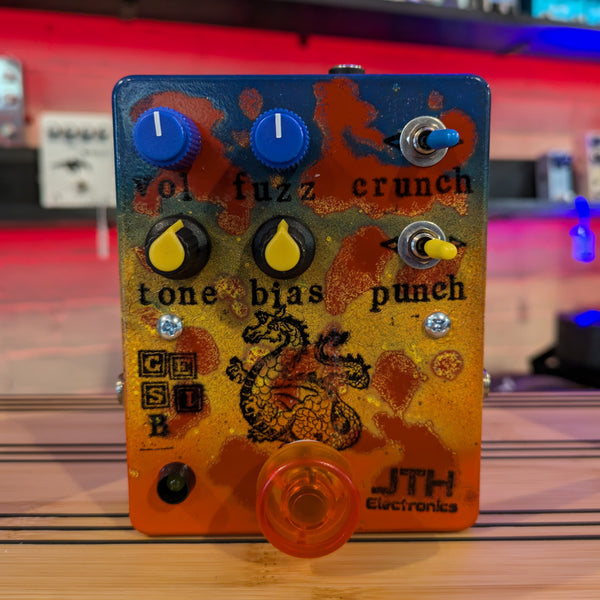 JTH Electronics Beefy Typhon Germanium+Silicon Fuzz Blue-Yellow-Orange Rust Fade #127