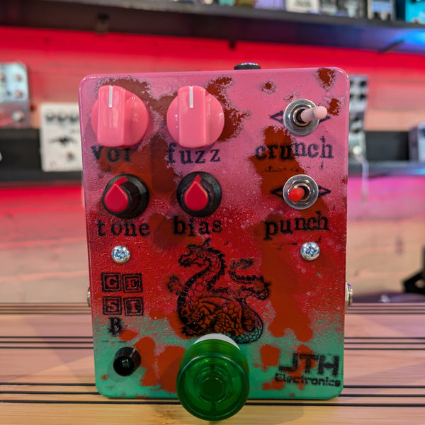 JTH Electronics Beefy Typhon Germanium+Silicon Fuzz Pink-Red-Green Rust Fade #128