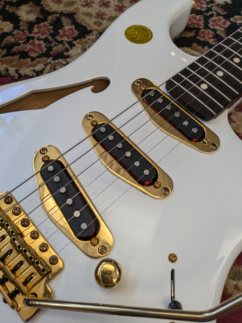 Warmoth Semi-Hollow S-Style Pearl White Electric Guitar w/Van Zandt Blues Pickups