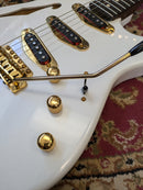 Warmoth Semi-Hollow S-Style Pearl White Electric Guitar w/Van Zandt Blues Pickups