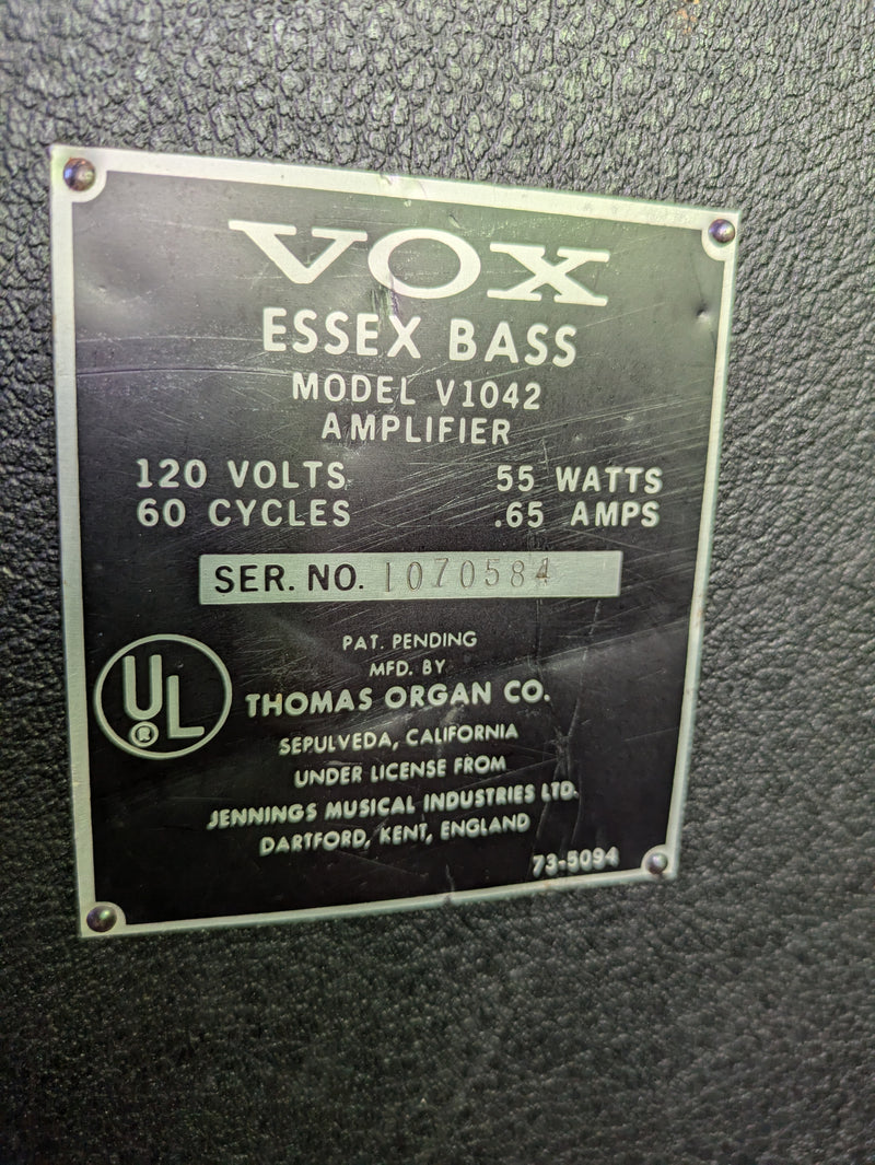 Vox V1043 Essex Bass 50-Watt 2x12" Bass Combo Amp c1967