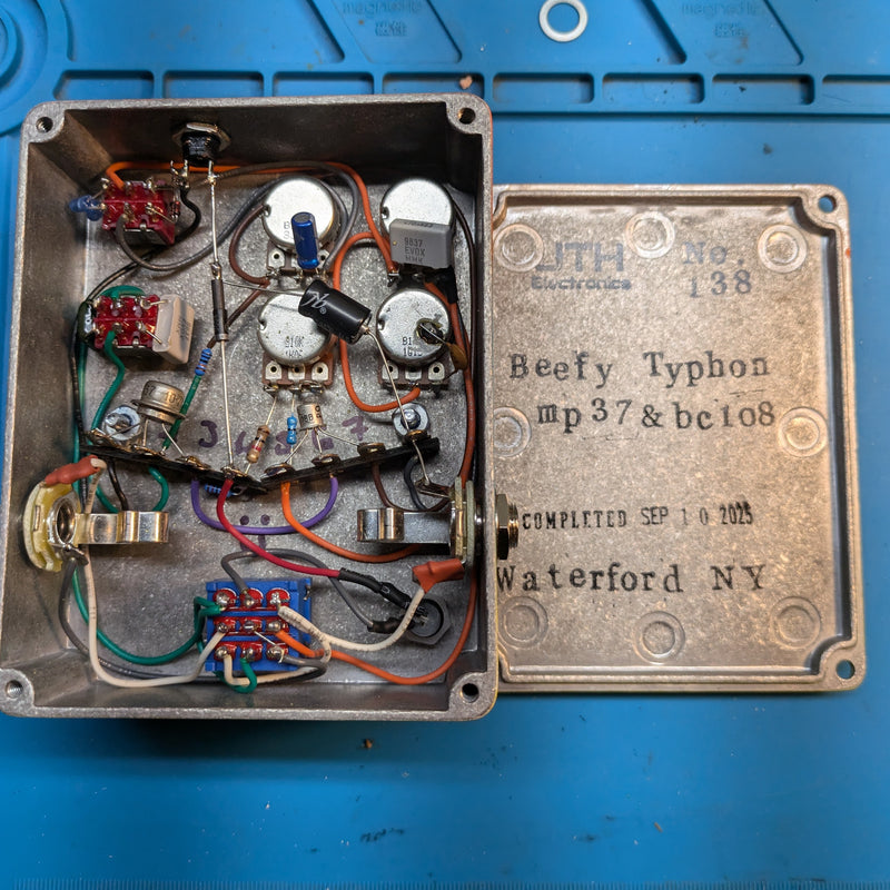 JTH Electronics Beefy Typhon Germanium+Silicon Fuzz Orange-Blue-Yellow Fade