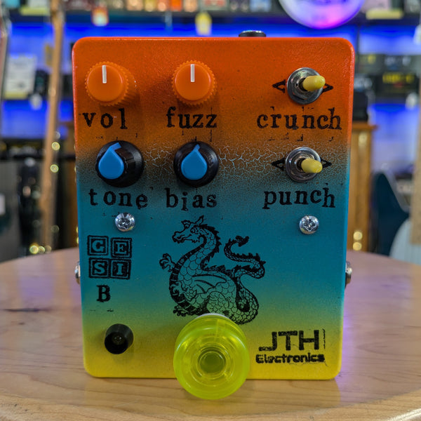 JTH Electronics Beefy Typhon Germanium+Silicon Fuzz Orange-Blue-Yellow Fade #138