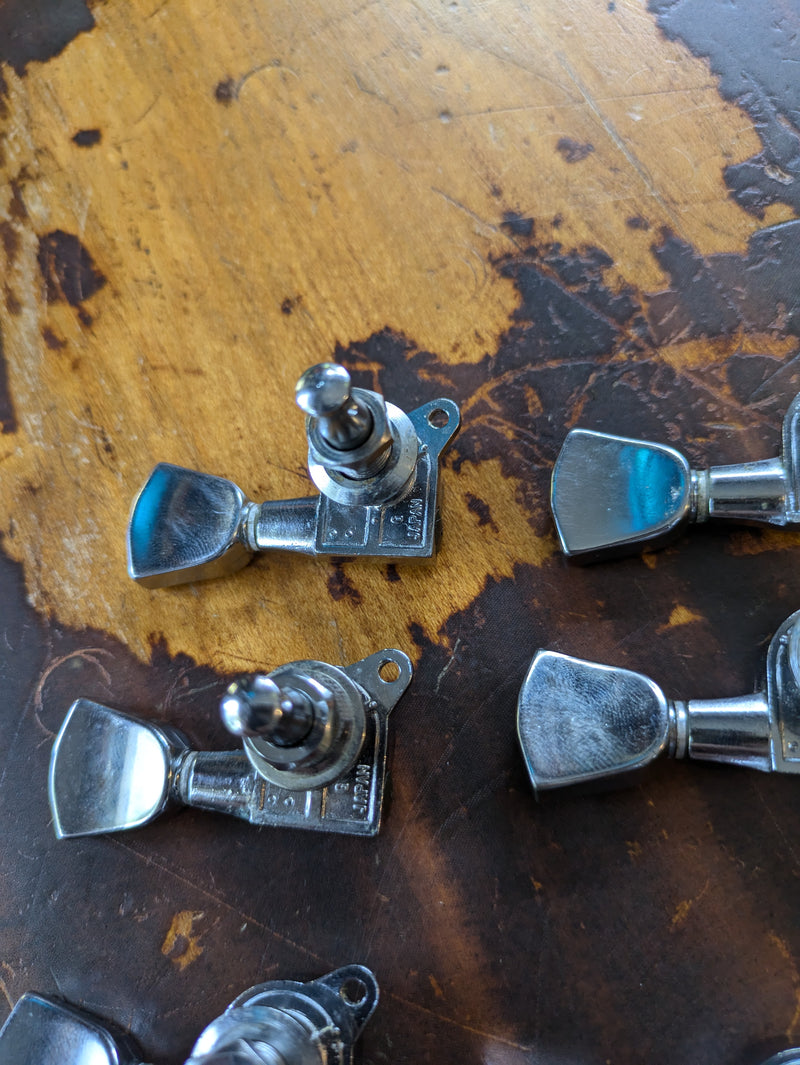 Gibson 6 In-Line Tuners Chrome 1980s Block Logo