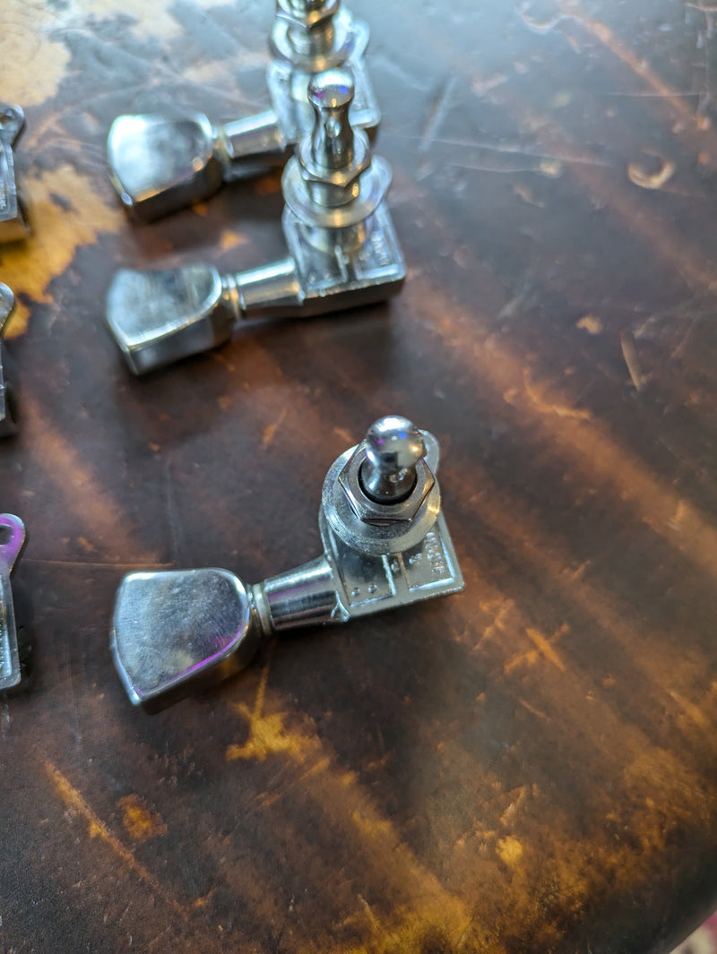 Gibson 6 In-Line Tuners Chrome 1980s Block Logo