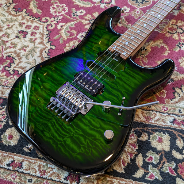 Charvel MJ San Dimas Style 1 HSH FR M QM Electric Guitar 2023 Transparent Green Burst #JDC2300352