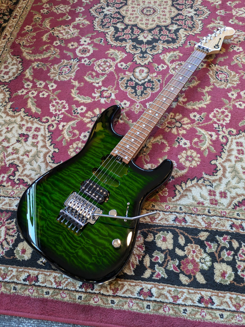 Charvel MJ San Dimas Style 1 HSH FR M QM Electric Guitar 2023 Transparent Green Burst