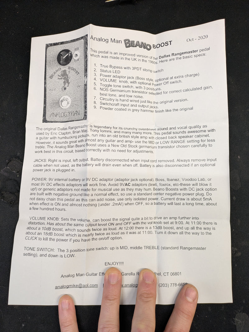 Analogman Beano Boost Pedal 2022 w/Box