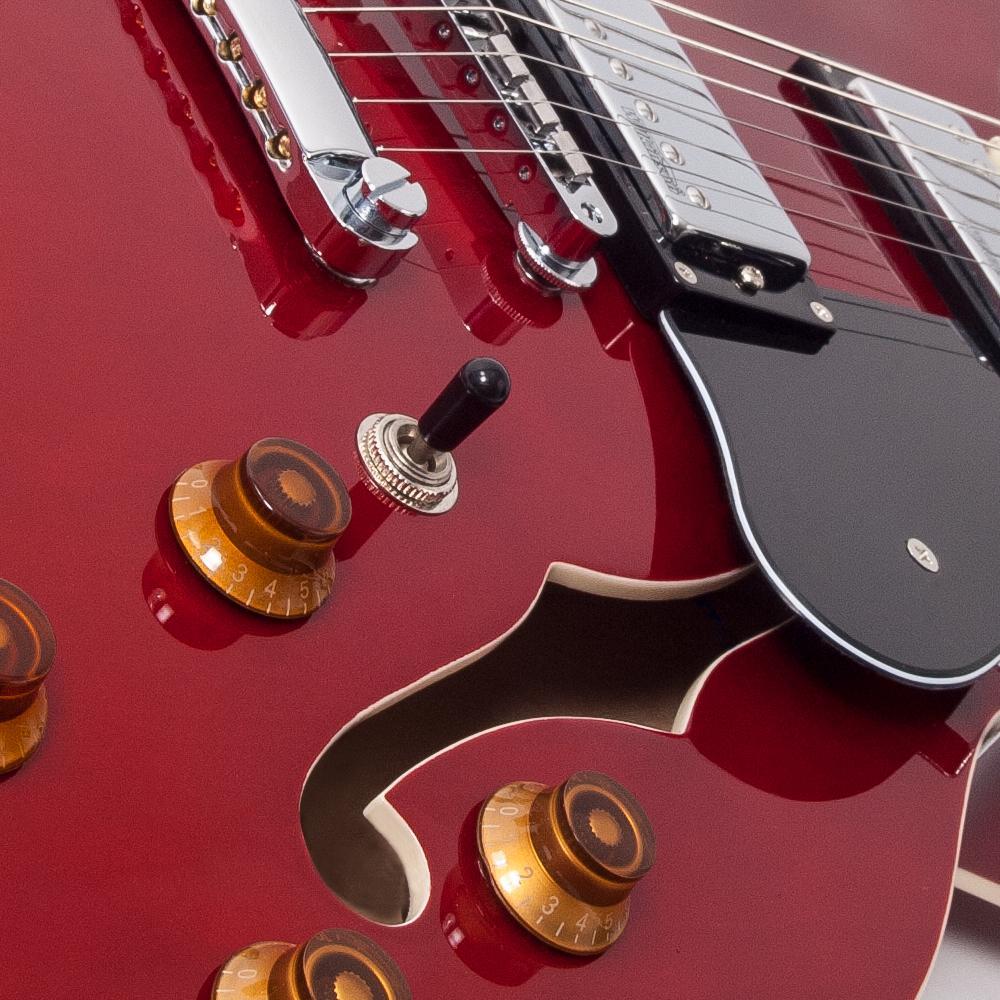 エレキギター vintage vsa500psb ケース付き Vintage VSA500 ReIssued Semi-Hollow Electric Guitar Cherry