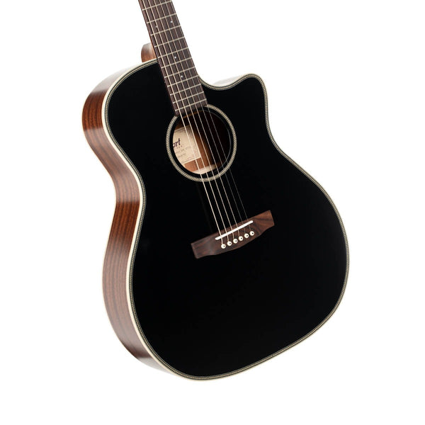 Cort Essence Series ES-GA4 Auditorium Acoustic-Electric Guitar Black Top Semi Gloss