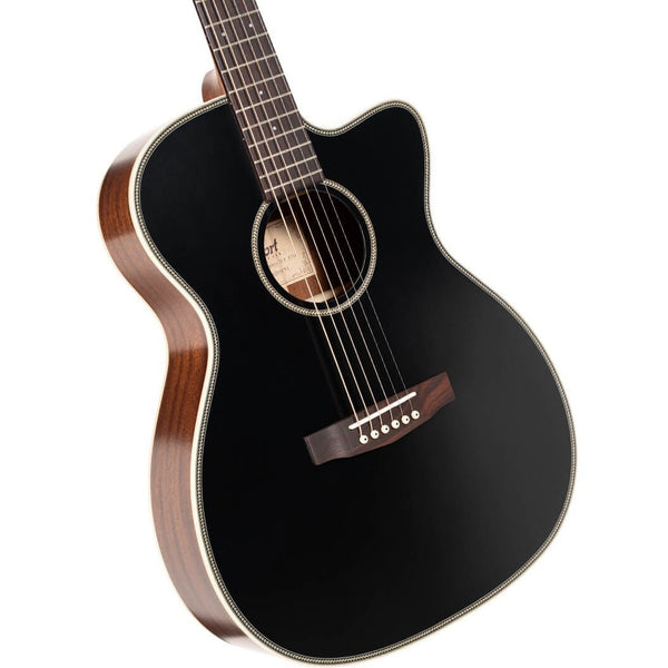 Cort Essence Series ES-OC4 OM Cutaway Acoustic-Electric Guitar Black Top Semi Gloss