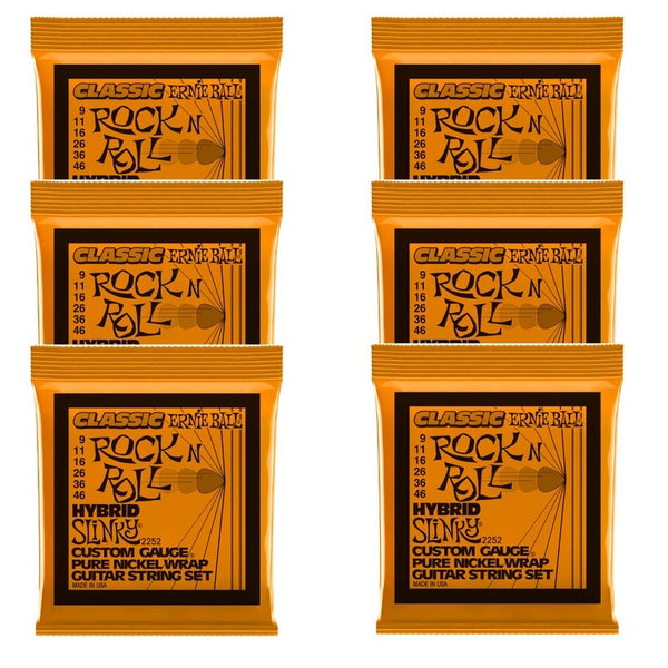 Ernie Ball 6-Pack Hybrid Slinky Classic Rock N Roll Electric Guitar Strings 9-46 (2252)