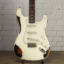 Nash S-63 Olympic White Over 2-Tone Heavy Aging Electric Guitar w/Case