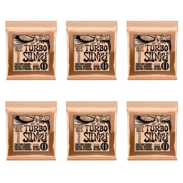 Ernie Ball 6-Pack Turbo Slinky Nickel Wound Electric Guitar Strings 9.5-46 (2224)