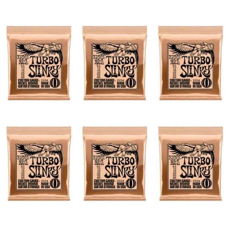 Ernie Ball 6-Pack Turbo Slinky Nickel Wound Electric Guitar Strings 9.5-46 (2224)