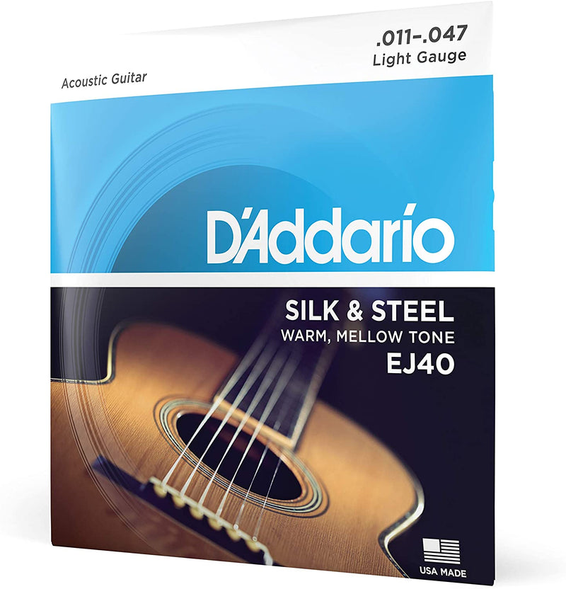 D'Addario EJ40 Silk and Steel Light Gauge Acoustic Strings .011-.047