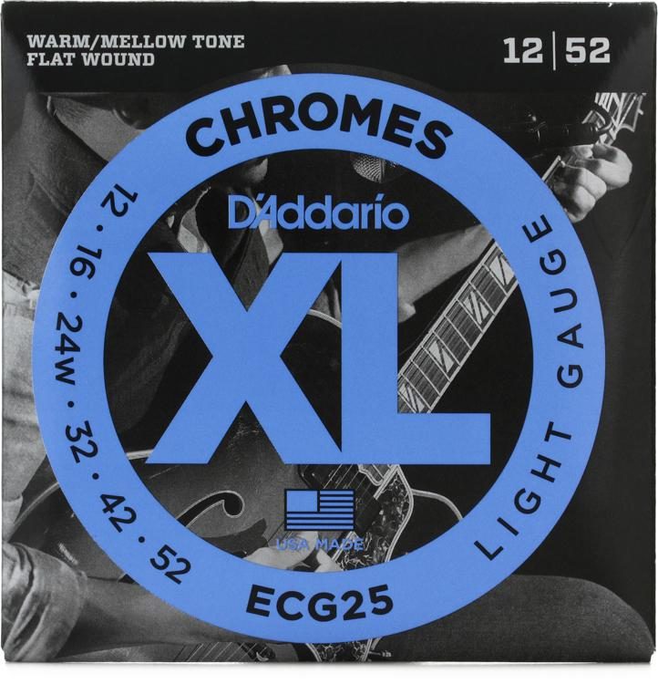 D'Addario ECG25 Light Gauge Chromes Flatwound Electric Strings .012-052