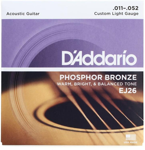 D'Addario EJ26 Custom Light Phosphor Bronze Acoustic Strings .011-052