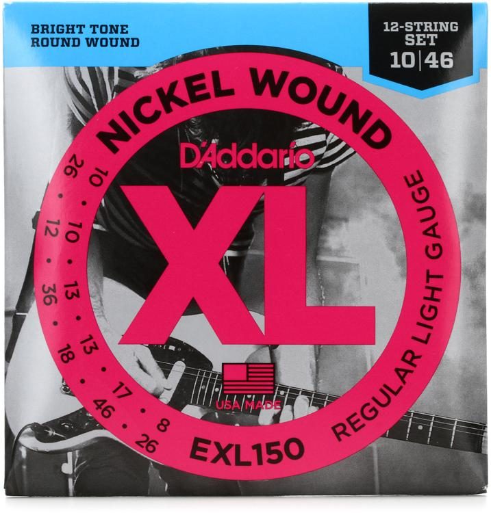 D'Addario EXL150 Regular Light Nickel Wound 12-String Electric Guitar Strings .010-046