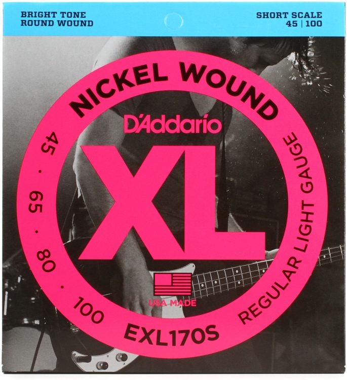 D'Addario EXL170S Short Scale Regular Light Nickel Wound Bass Strings .45-.100