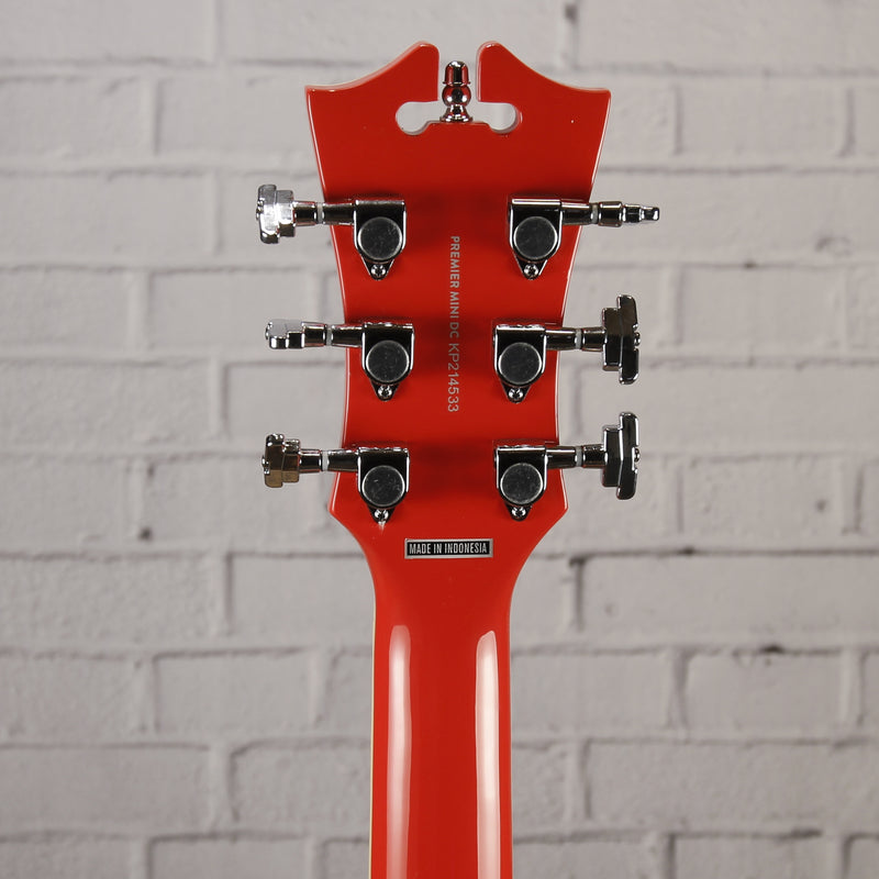 D'Angelico Premier Mini DC Semi-Hollow Electric Guitar Fiesta Red w/Gig Bag