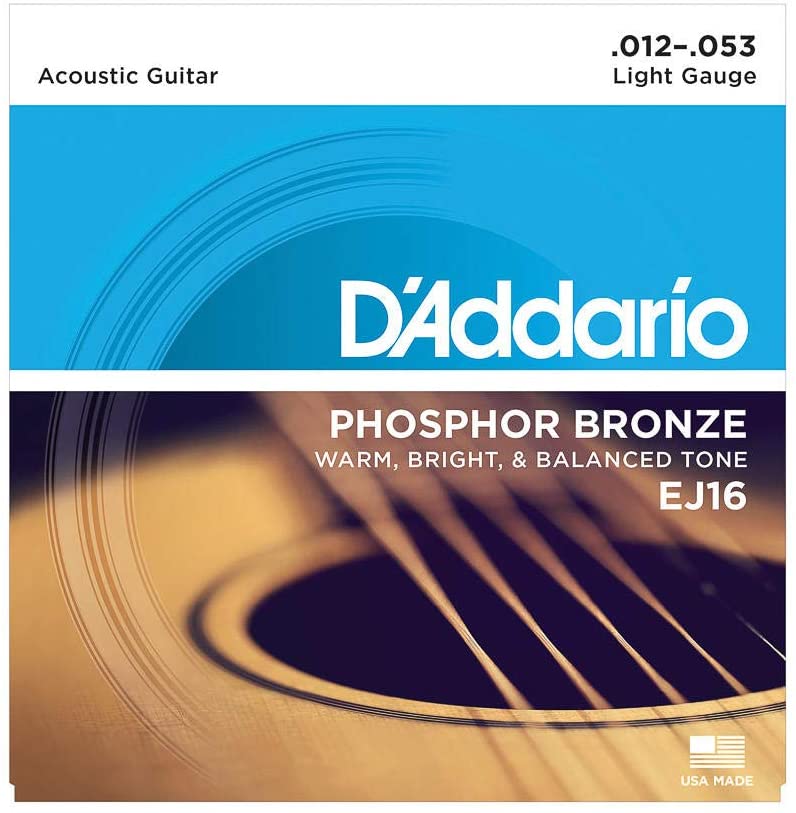 D'Addario EJ16 Light Gauge Phosphor Bronze Acoustic Strings .012-053